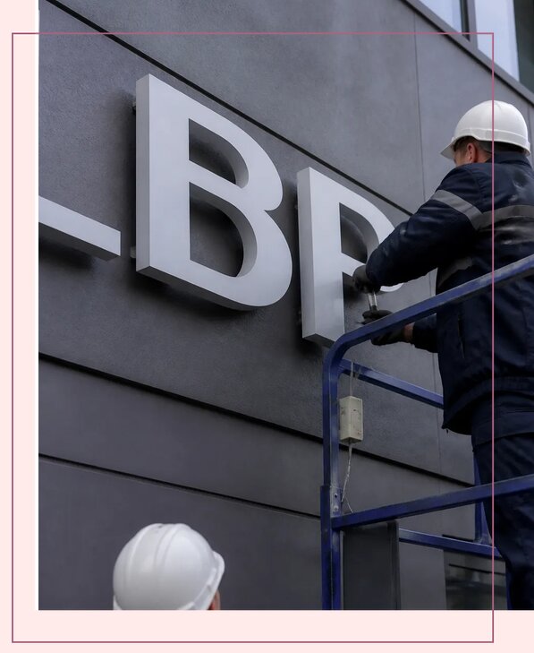Изготовление и монтаж наружных букв на подложке в Вязниках